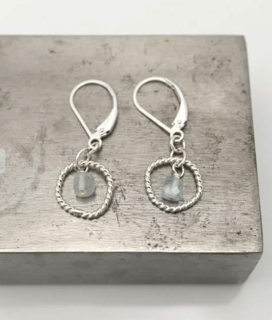 Orange Avocado - Earrings / ENTWINED COLLECTION: SILVER FREEFORM AQUAMARINE