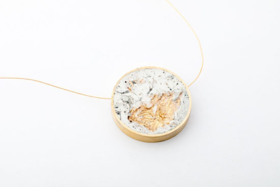 DConstruct - Necklace - Concrete Medallion / Marble Gold Leaf